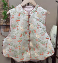 New Chinese-style Persimmon Cat Jacquard Vest Can be worn on both sides