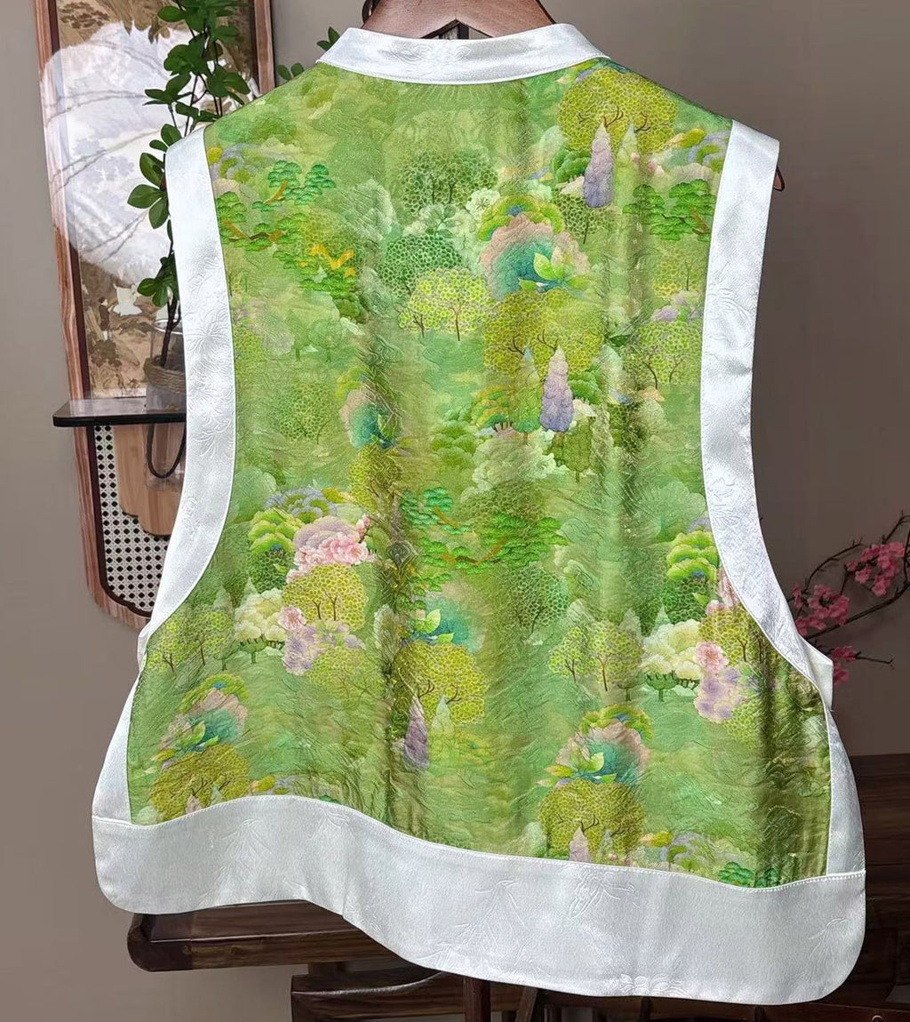 New Chinese-style Green Landscape Chinese Style Vest