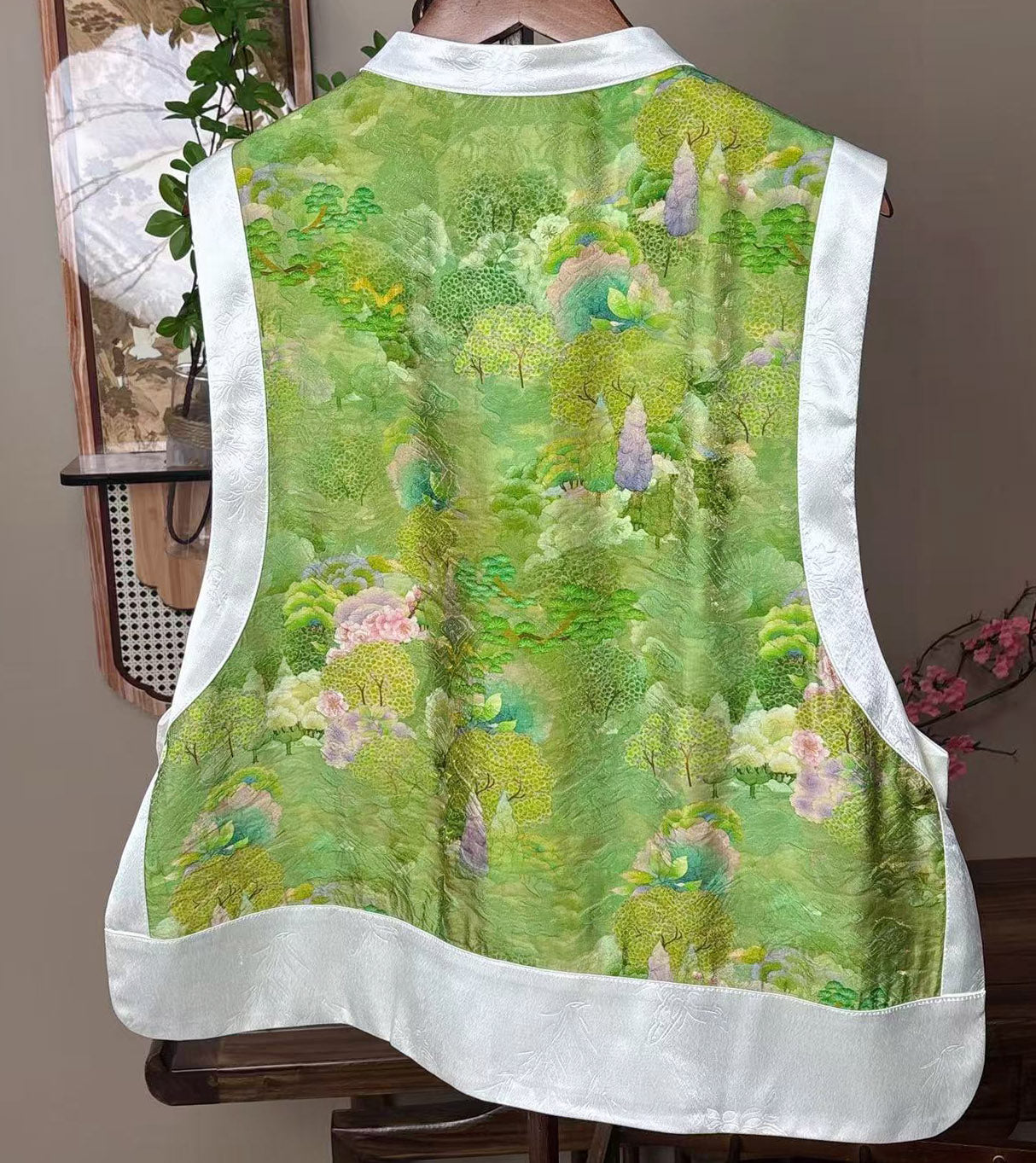 New Chinese-style Green Landscape Chinese Style Vest