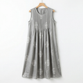 Women's long dress, sleeveless round-neck gray dress, jacquard vest dress