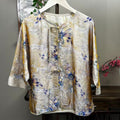 New Chinese-style Gold Blue Floral Jacquard Chinese Blouse