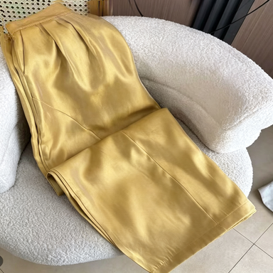 Women's long pants, summer wide-leg pants, elastic waist, cool and breathable