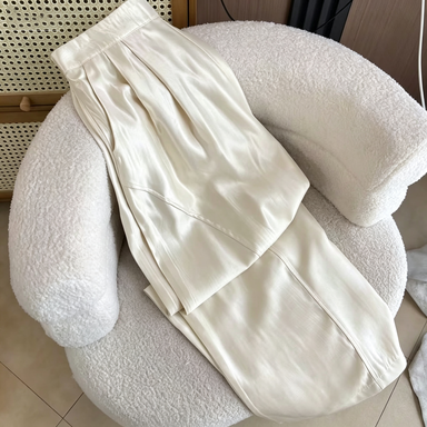 Women's long pants, summer wide-leg pants, elastic waist, cool and breathable