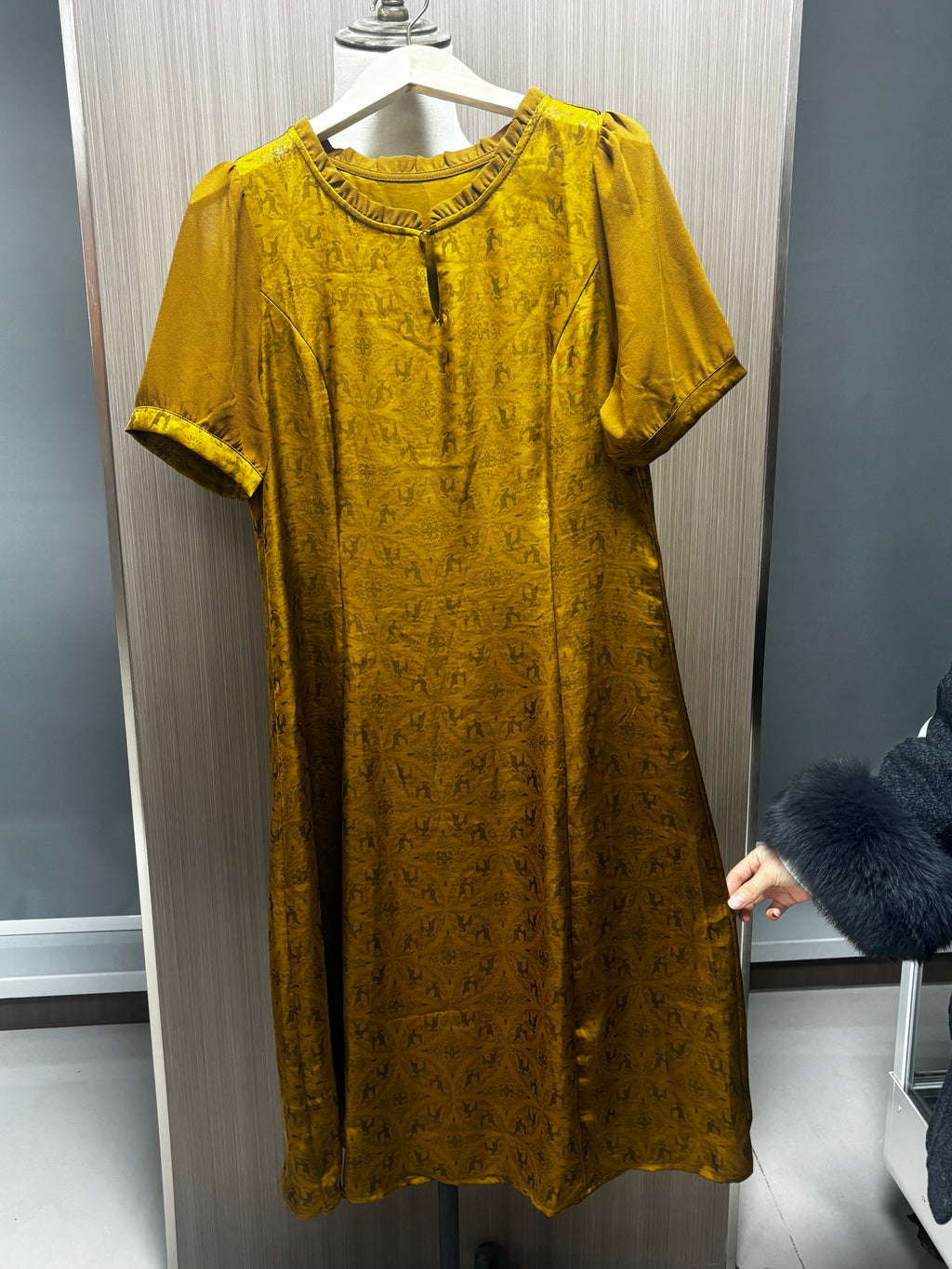 Women's Dress Yellow Printed Slimming Dress Summer Cool and Breathable