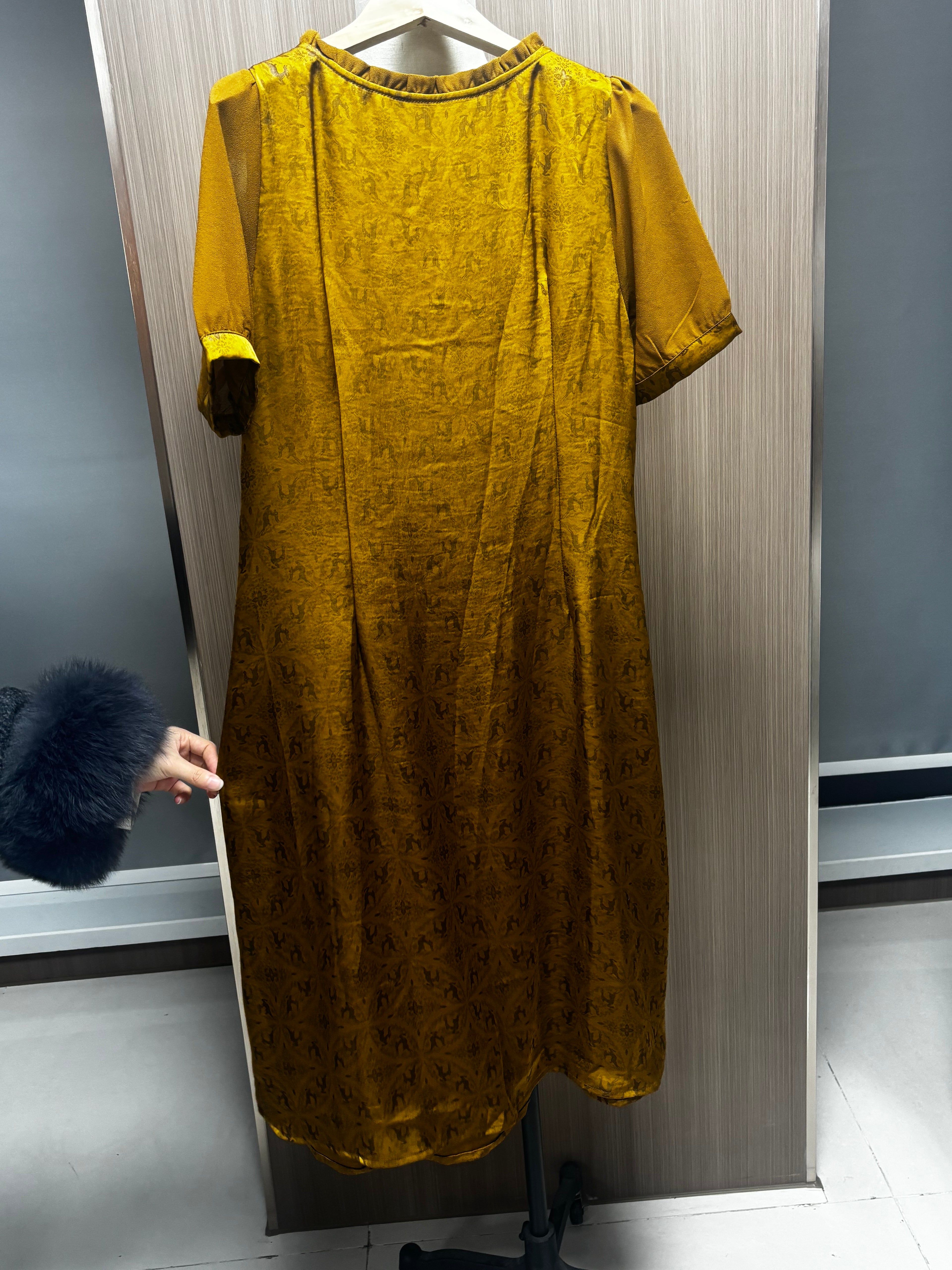 Women's Dress Yellow Printed Slimming Dress Summer Cool and Breathable