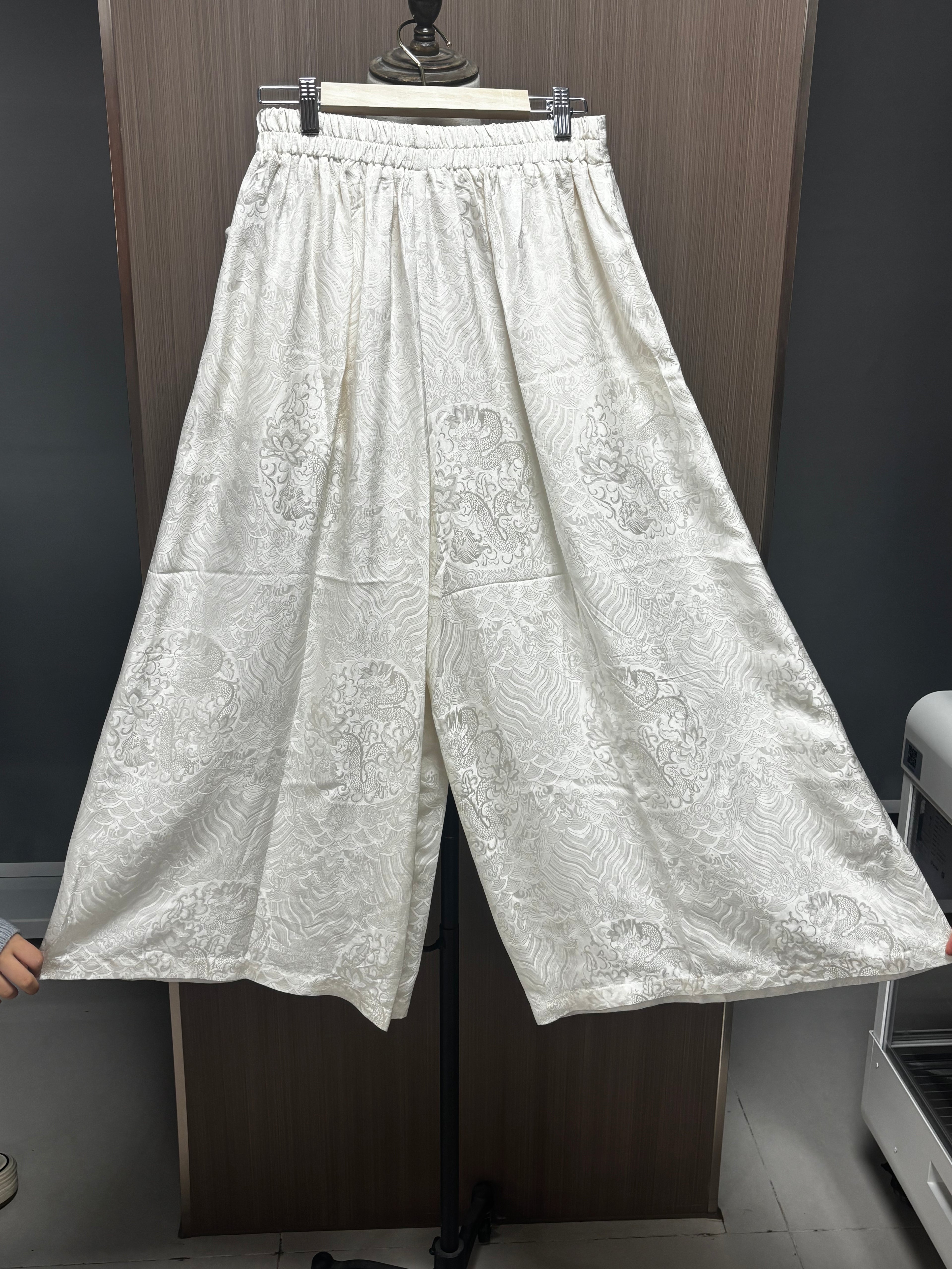 New Chinese-Style Dragon Pattern Jacquard Wide-leg Pants