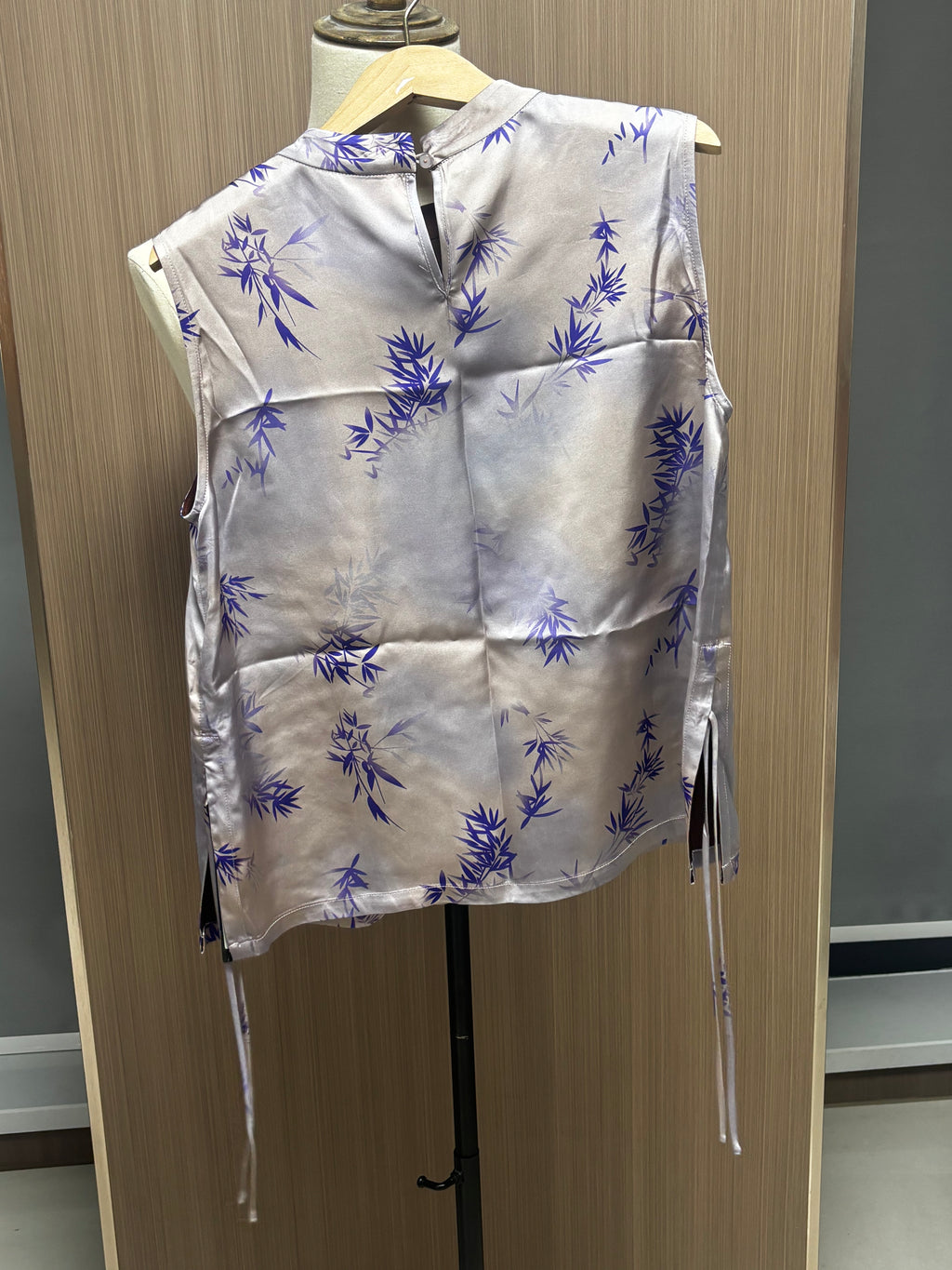 Women's Top Sleeveless Stand Collar Satin Print Chinese-Style Vest