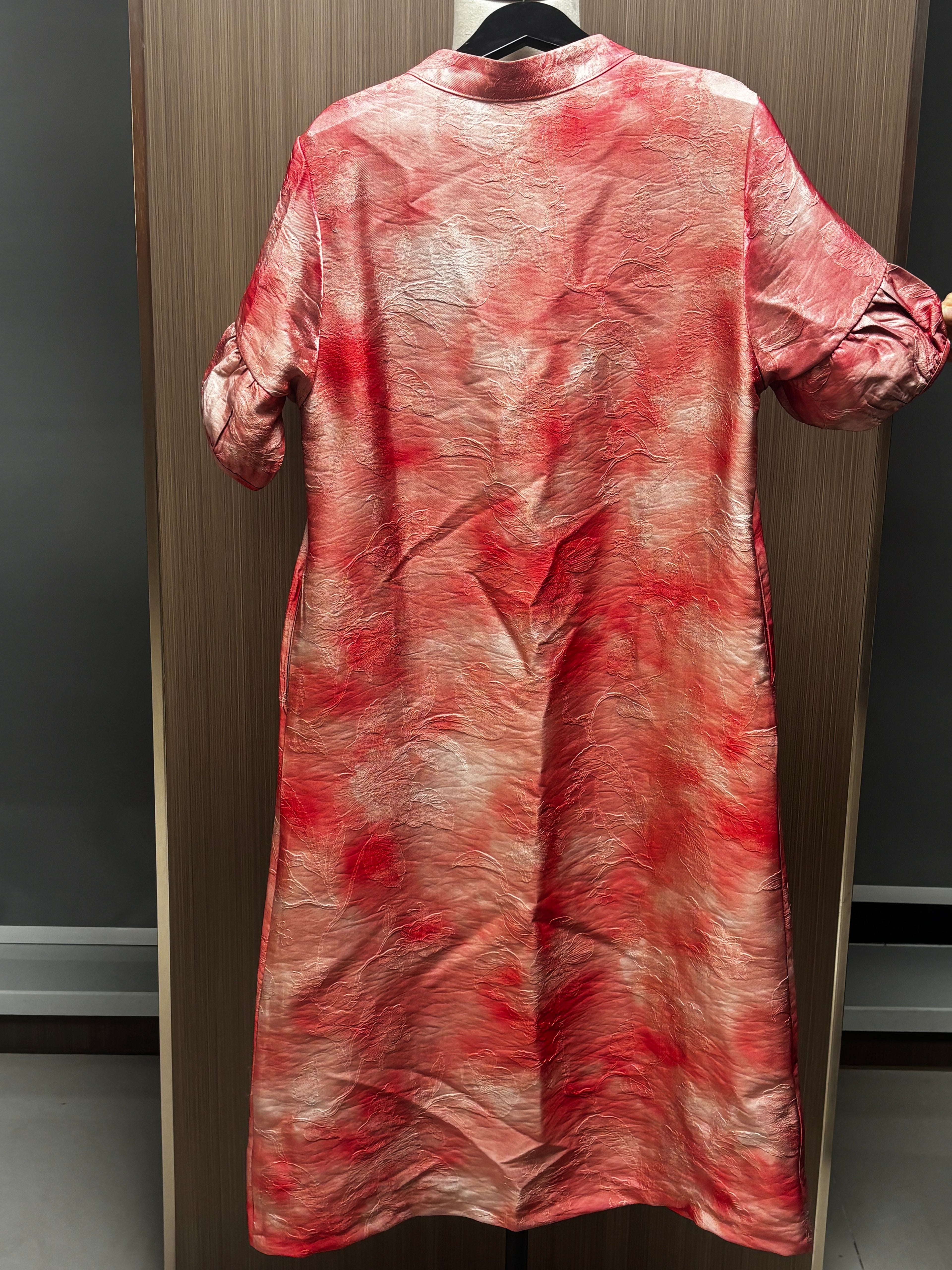 New Chinese Style Tie-dye Jacquard Beaded Dress Mandarin Collar Loose Cheongsam Dress