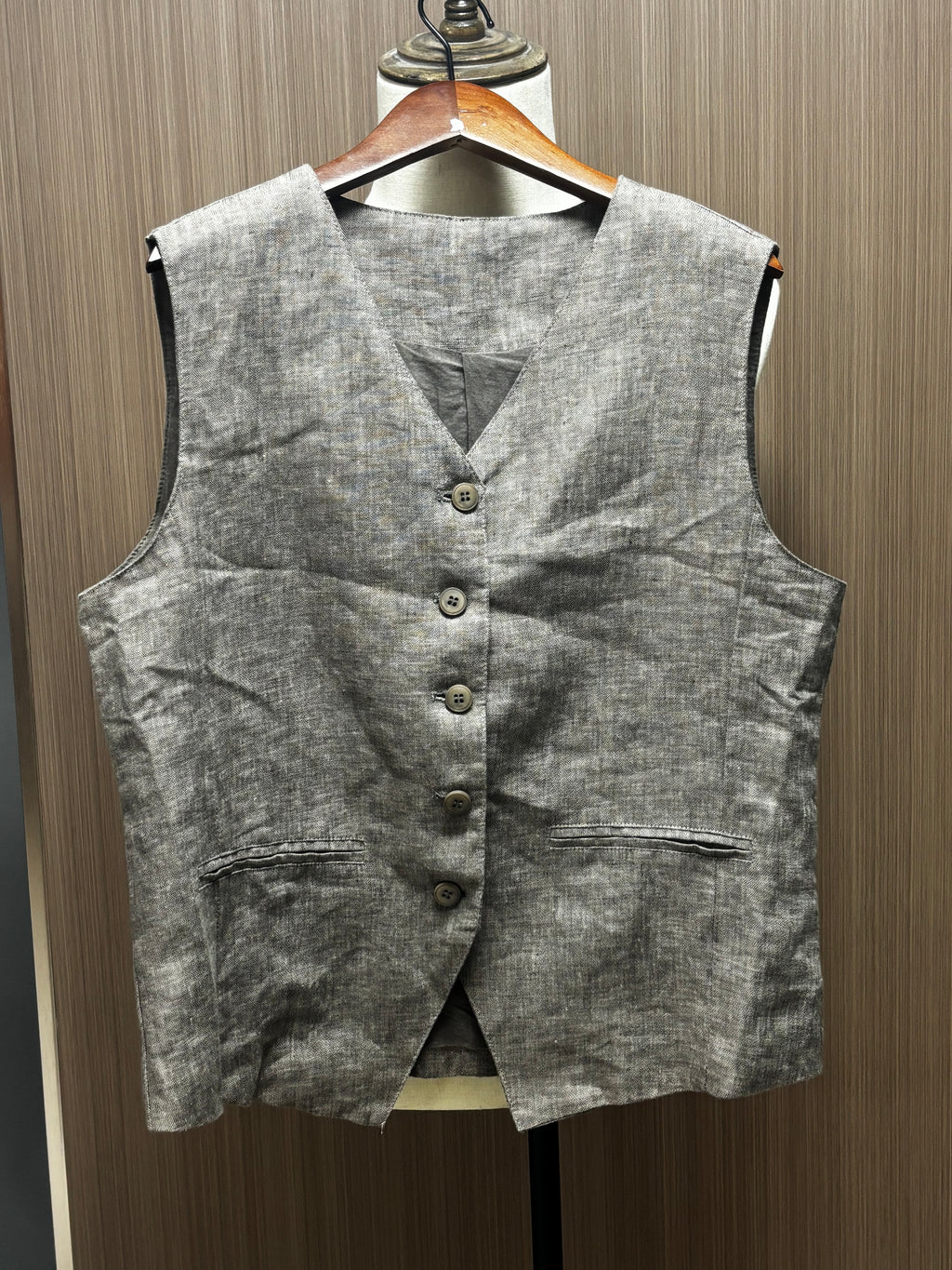 Women's Top High-End Linen Vest V-Neck Waistcoat Summer Thin Style