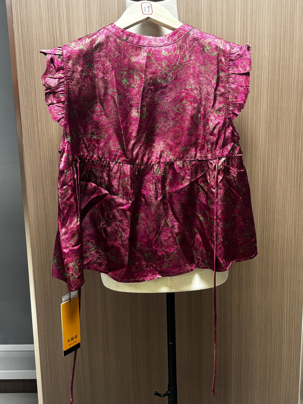 New Chinese-style Women's Top Sleeveless Short Style Rose Red Rose Pattern Cool Silk