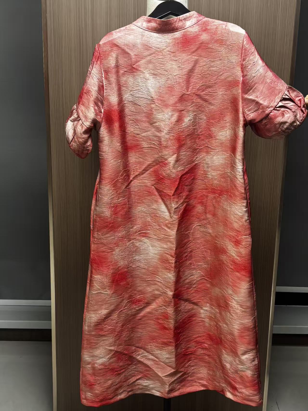 New Chinese Style Tie-dye Jacquard Beaded Dress Mandarin Collar Loose Cheongsam Dress