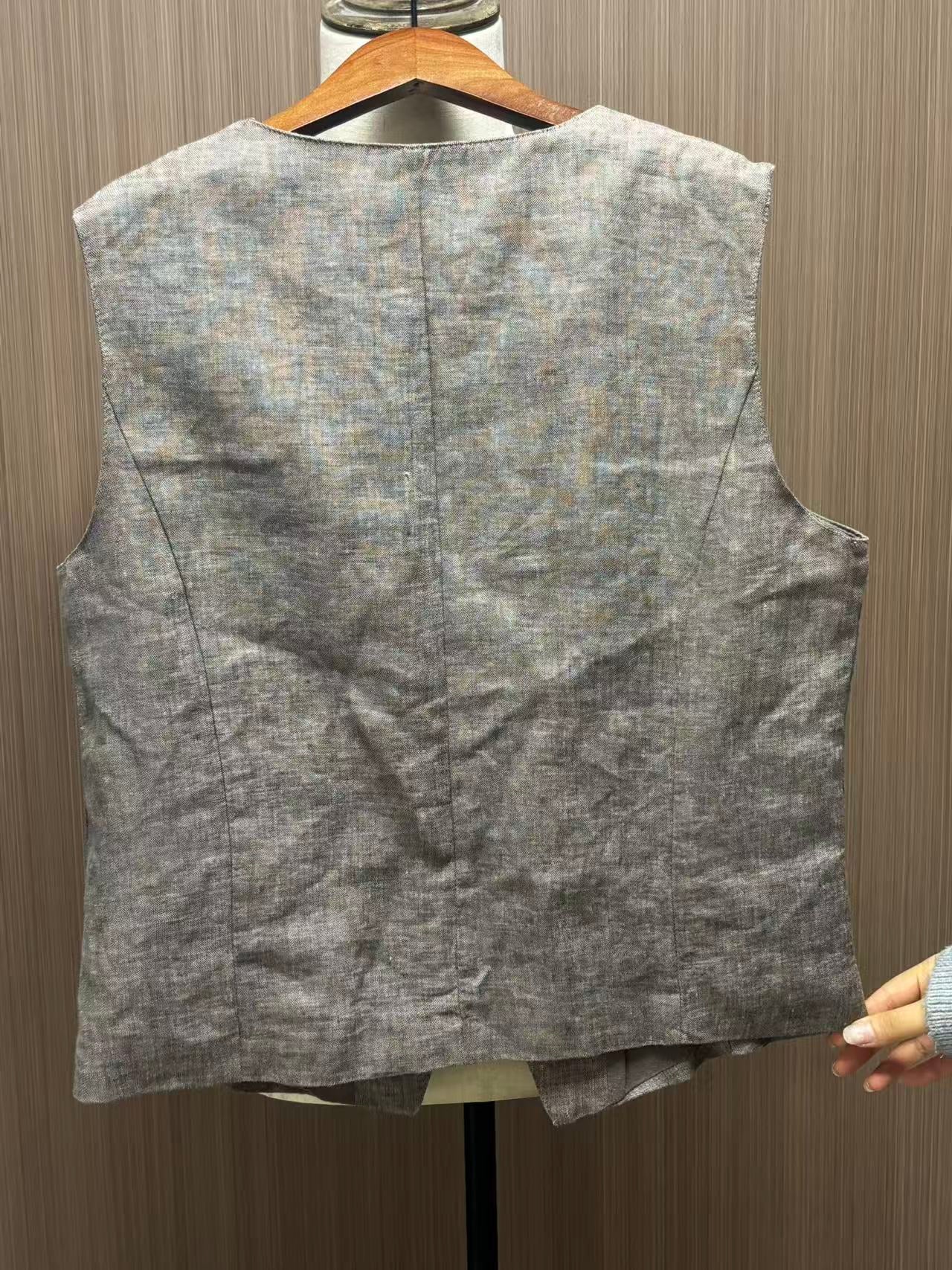 Women's Top High-End Linen Vest V-Neck Waistcoat Summer Thin Style
