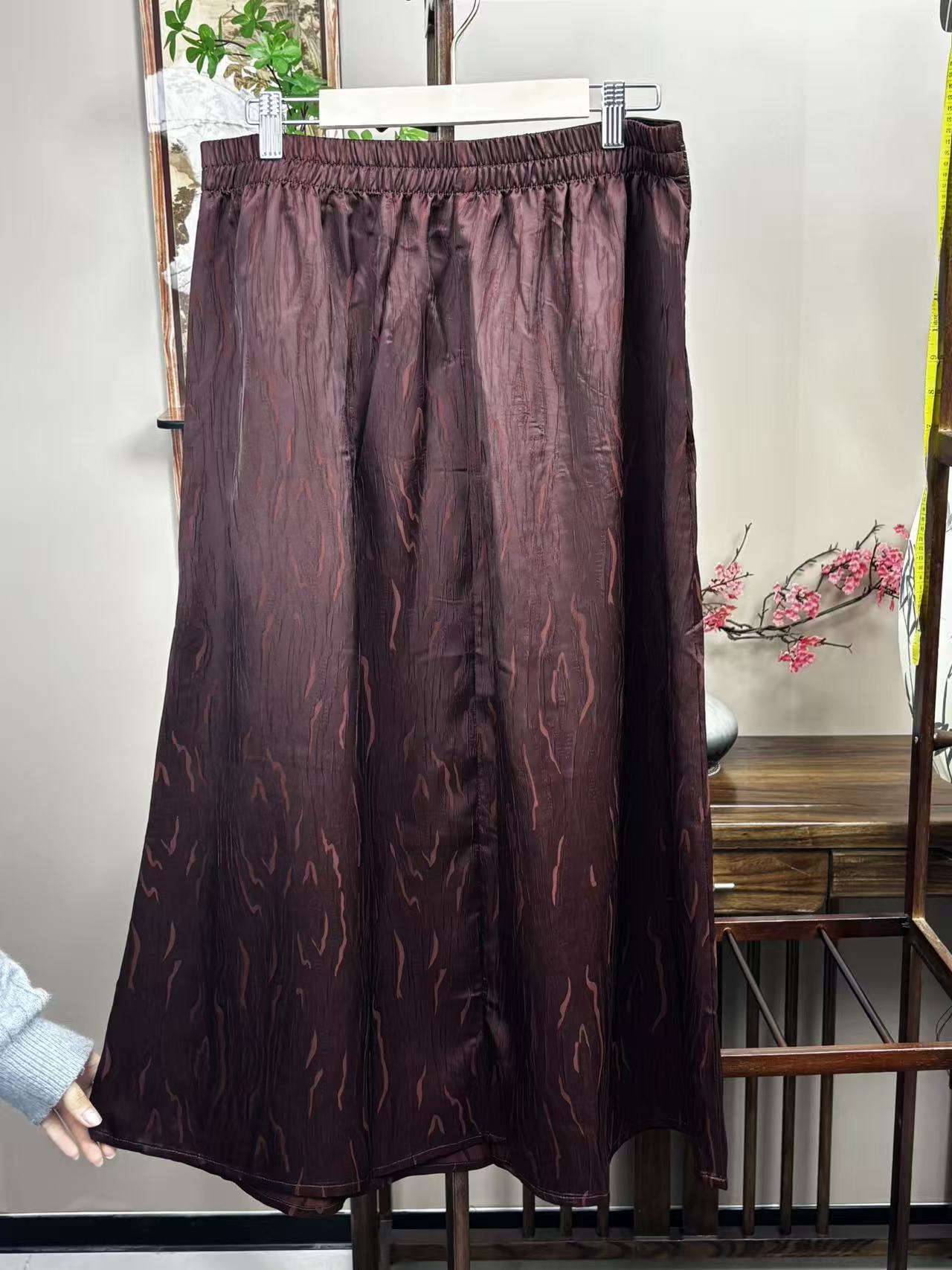 New Chinese-style Jacquard Tassel Midi Skirt