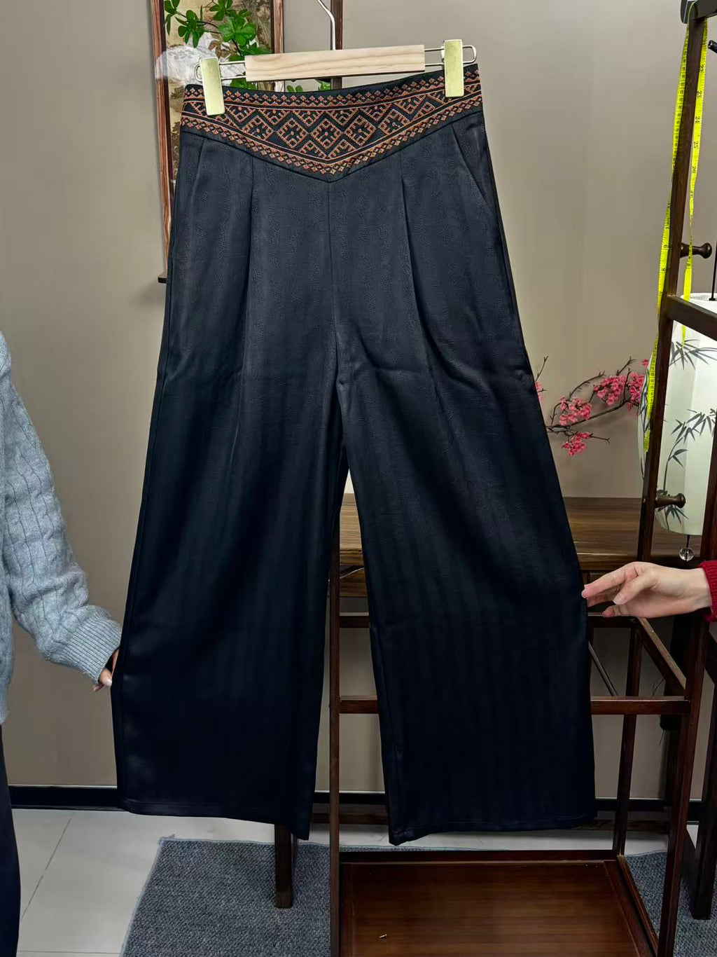 New Chinese-style Ethnic Waistband Wide Leg Pants