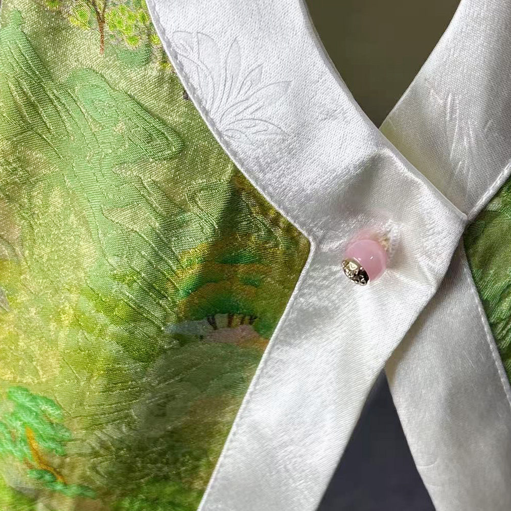 New Chinese-style Green Landscape Chinese Style Vest