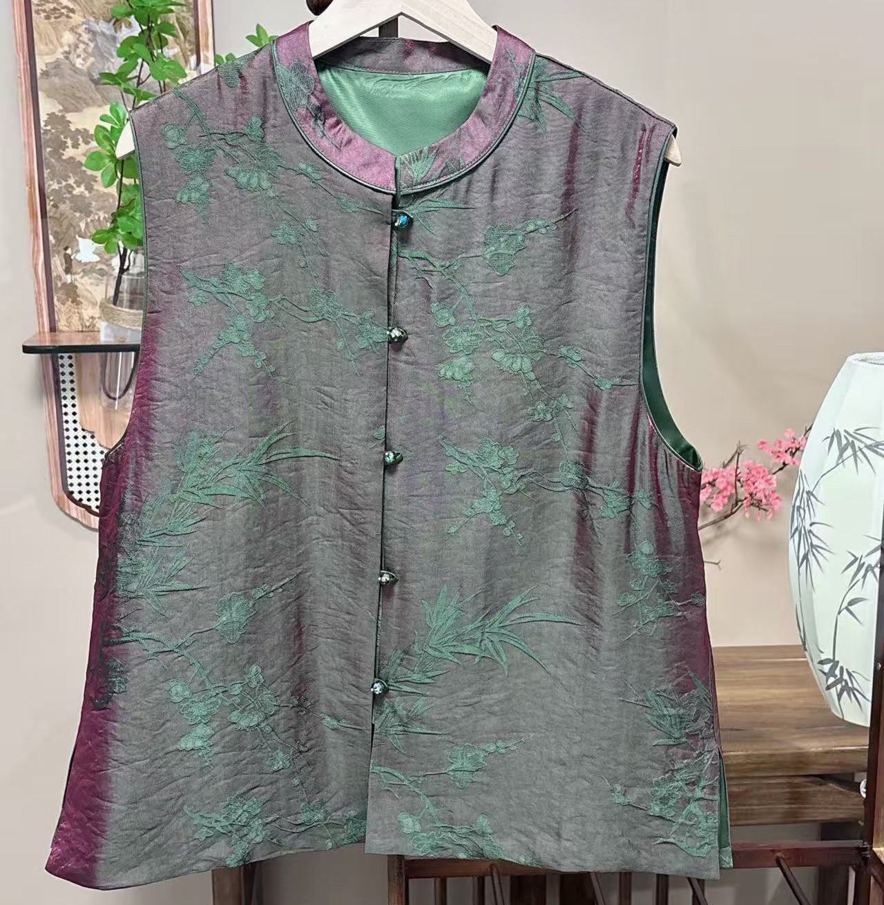 New Chinese-style Plum Bamboo Jacquard Vest