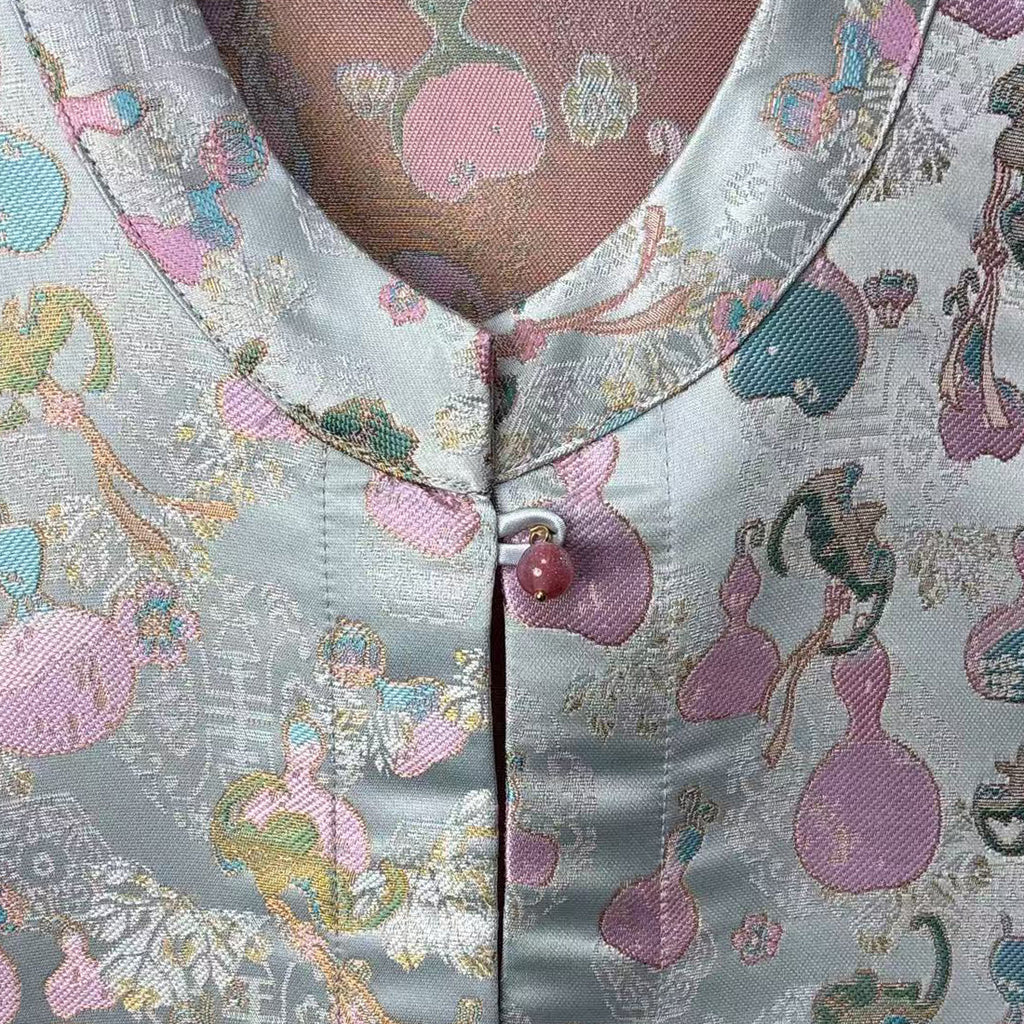 New Chinese-style Pink Gourd Jacquard Vest