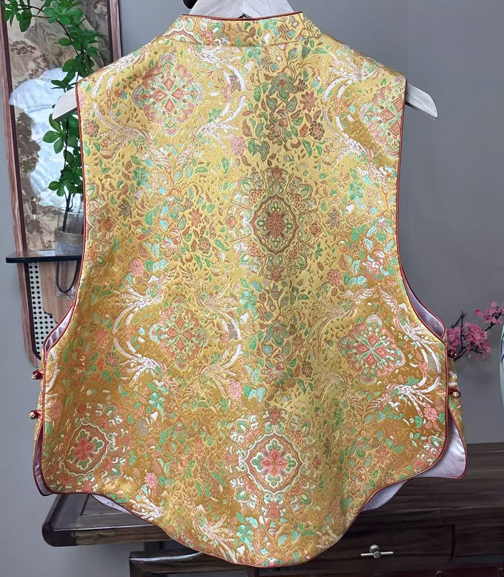 New Chinese-style Gold Brocade Chinese Style Vest