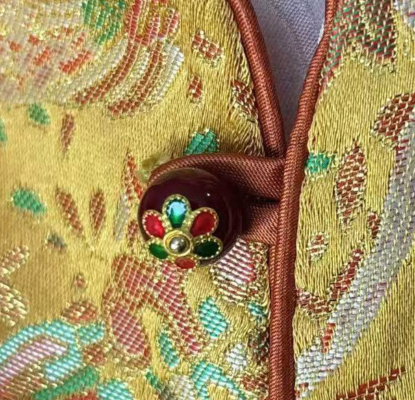 New Chinese-style Gold Brocade Chinese Style Vest