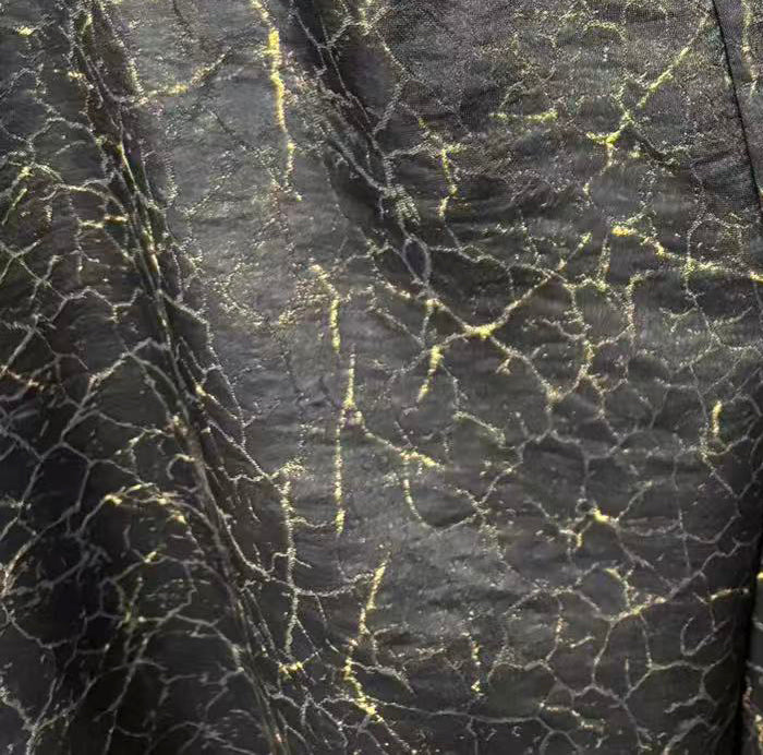 New Chinese-style  Crackle Jacquard V-Neck Chinese Style Midi Dress