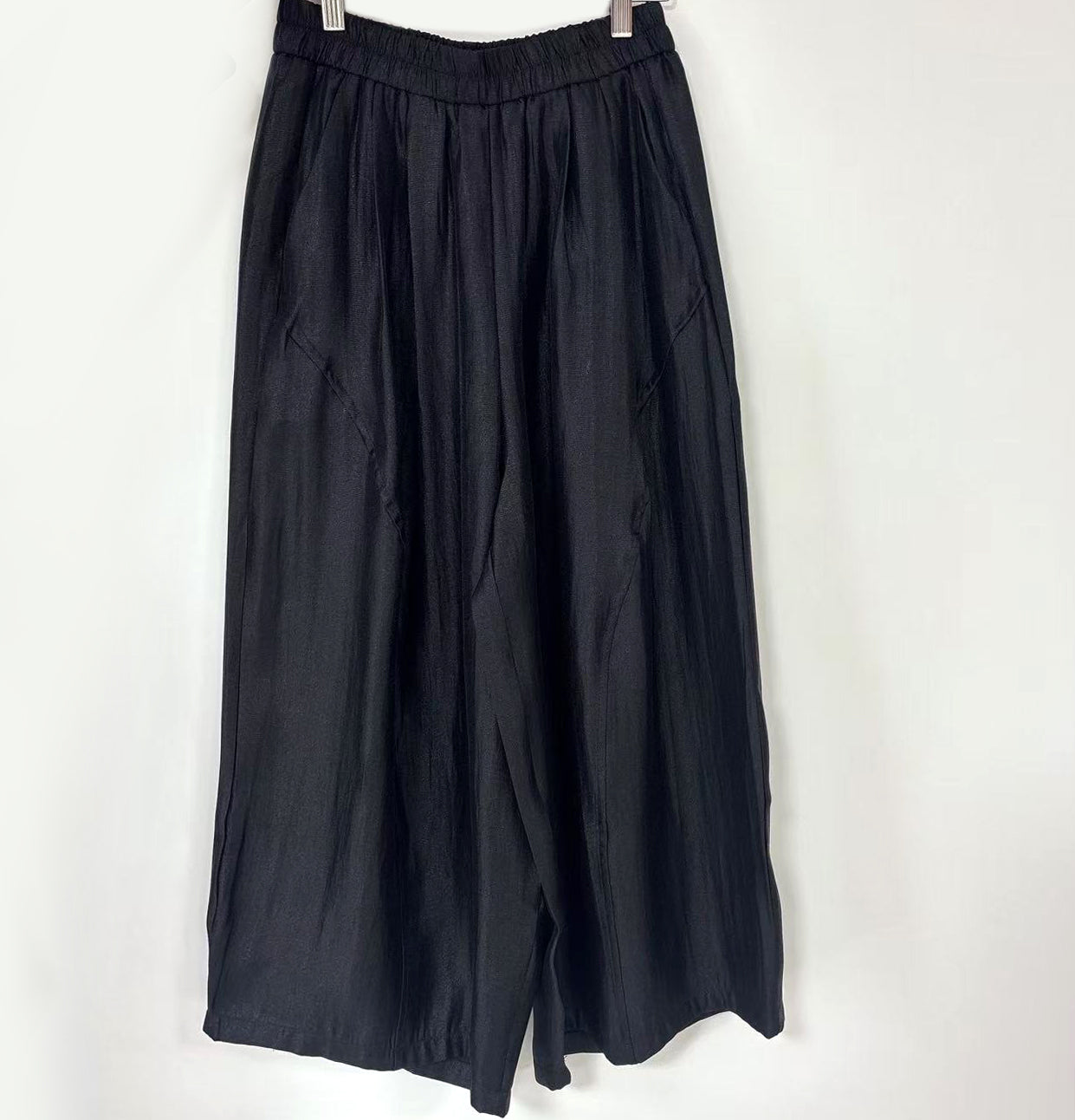 New Chinese-style Satin Elastic Waist Wide-Leg Pants