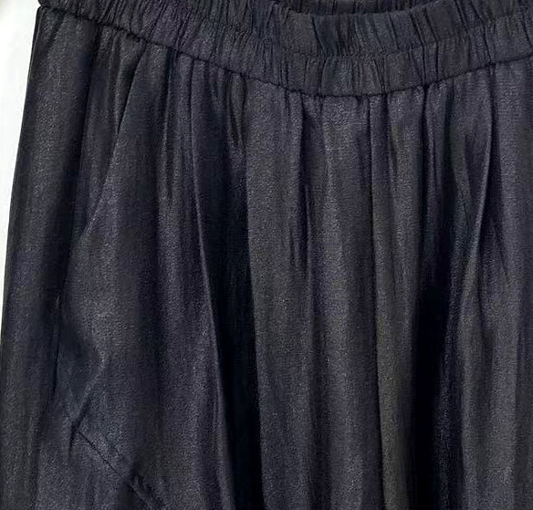 New Chinese-style Satin Elastic Waist Wide-Leg Pants