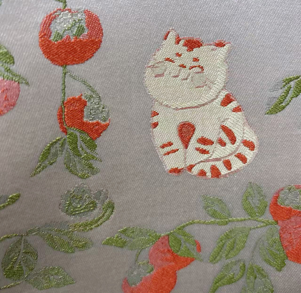 New Chinese-style Persimmon Cat Jacquard Vest Can be worn on both sides