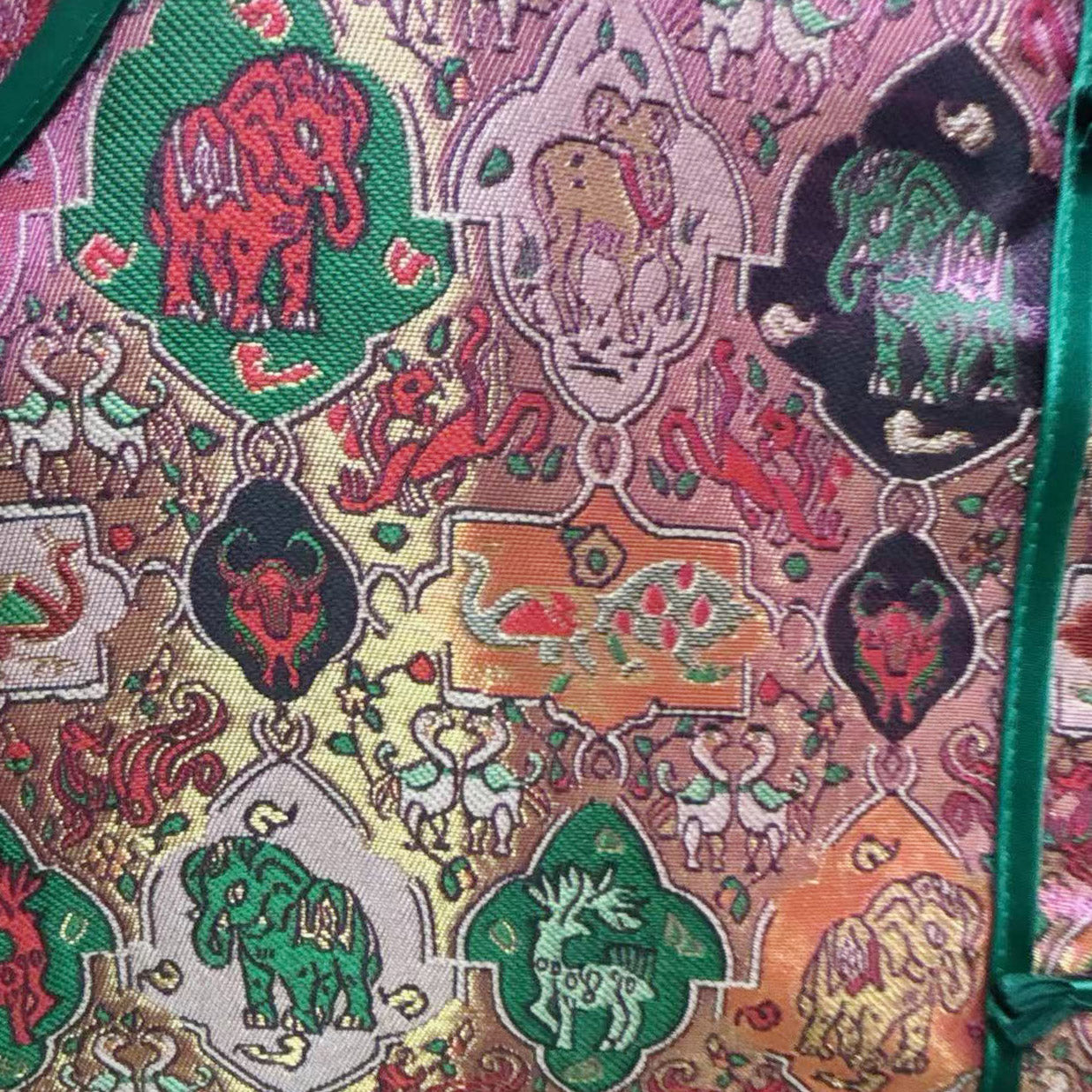 New Chinese-style Pink Green Brocade Chinese Style Vest