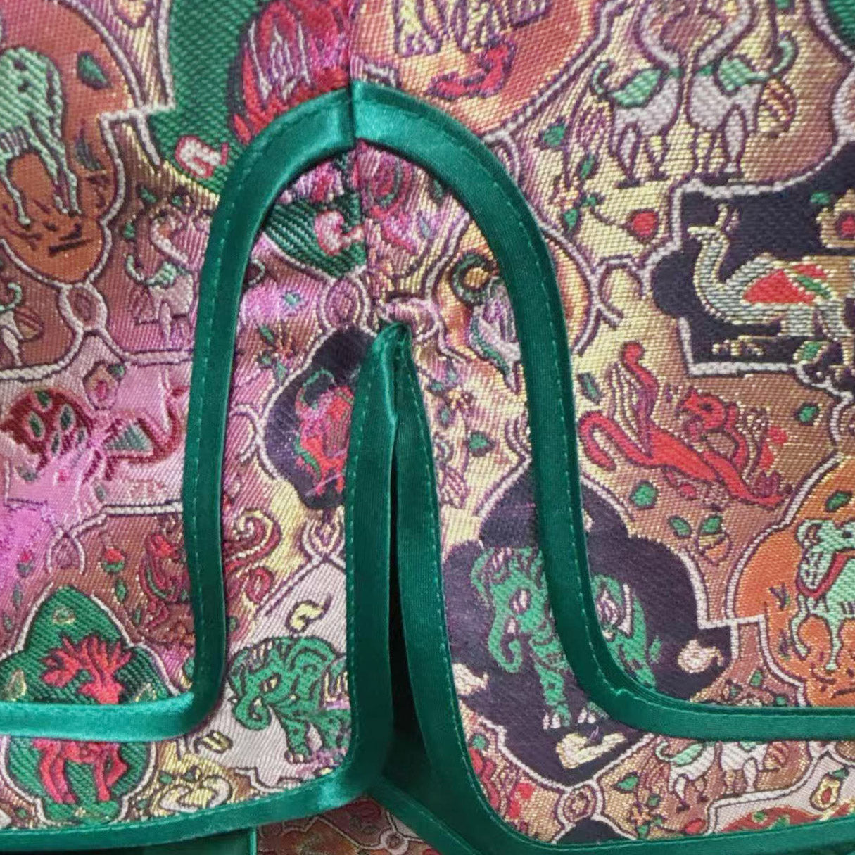 New Chinese-style Pink Green Brocade Chinese Style Vest