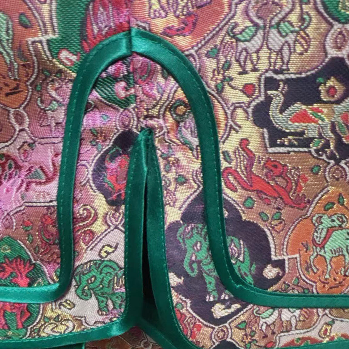 New Chinese-style Pink Green Brocade Chinese Style Vest