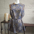 Women's top, printed sleeveless vest, silk belt shirt, elegant temperament