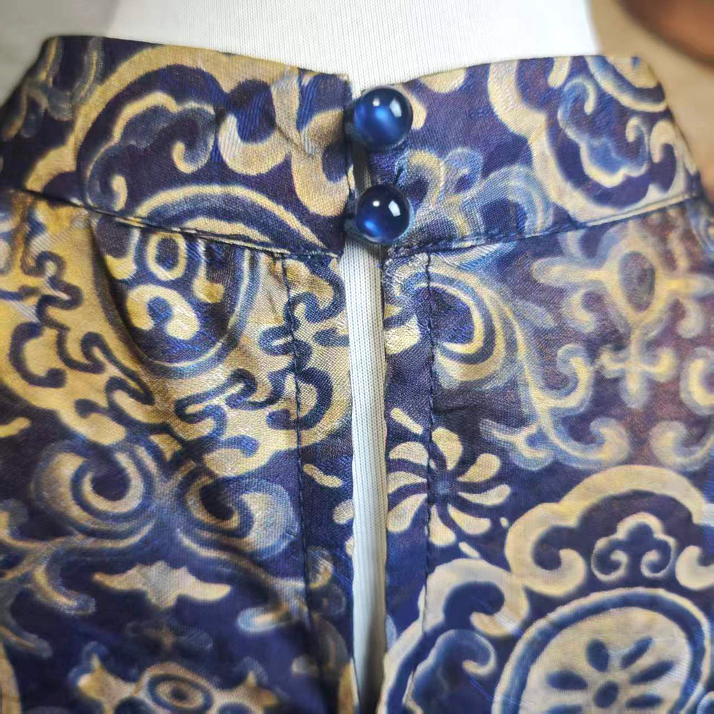 Women's top, printed sleeveless vest, silk belt shirt, elegant temperament
