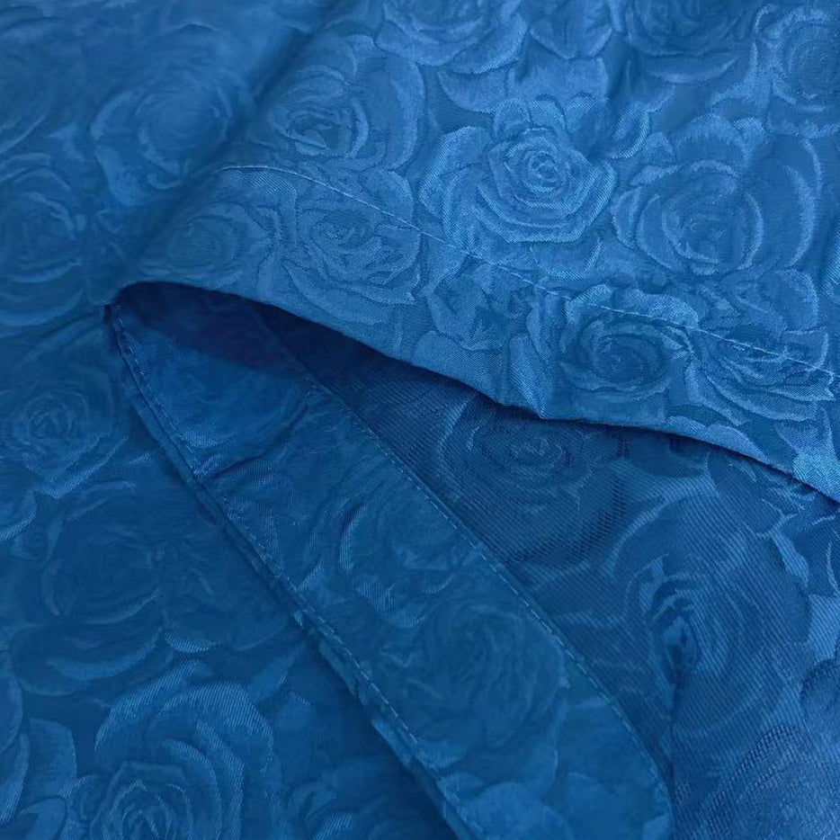 New Chinese-style blue rose jacquard satin high-waist slimming drape skirt