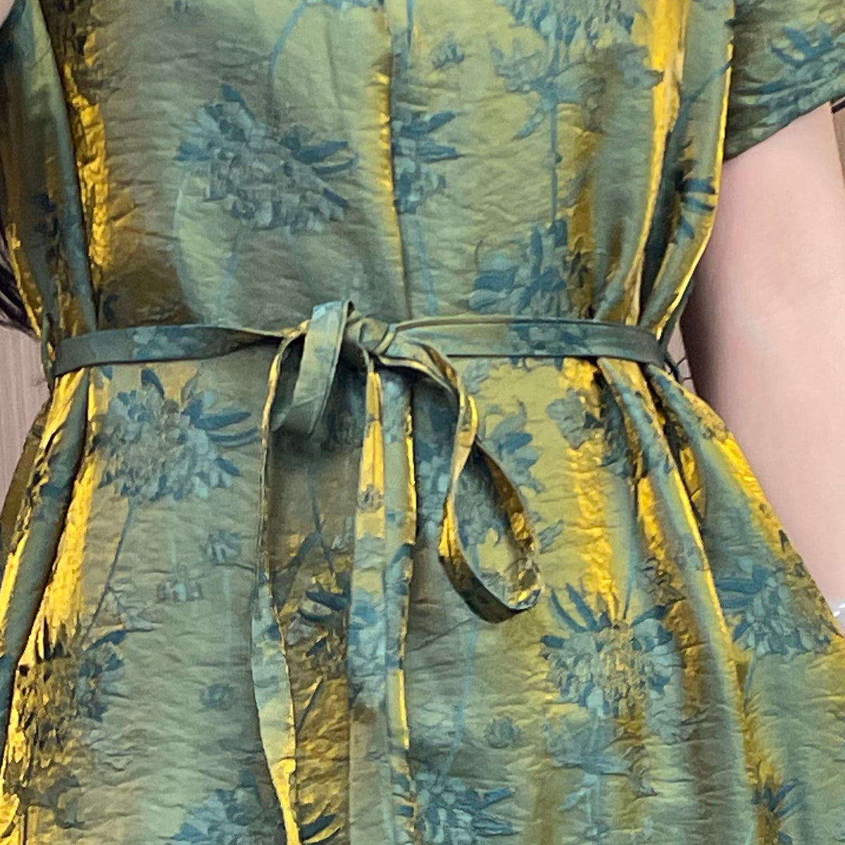 New Chinese Style Dark Green Jacquard Improved Qipao Dress