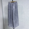 New Chinese-style Grey Crinkled Wide Leg Pants Elastic Waist Flowy Trousers