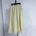 New Chinese-Style Cream Satin Midi Skirt, Elastic Waist Flowy A-Line Skirt