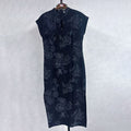 New Chinese-style Black Jacquard Qipao Dress Stand Collar Frog Button Midi Dress