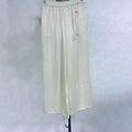 New Chinese-style Jacquard Wide Leg Pants Elastic Waist Beaded Tie Trousers