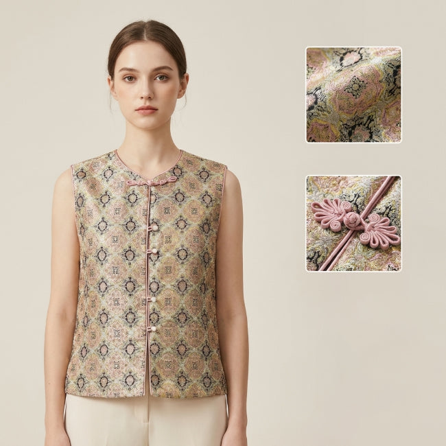 Women's Top Mulberry Silk Vest Spring and Summer Tank Top New Chinese Style Sleeveless Top