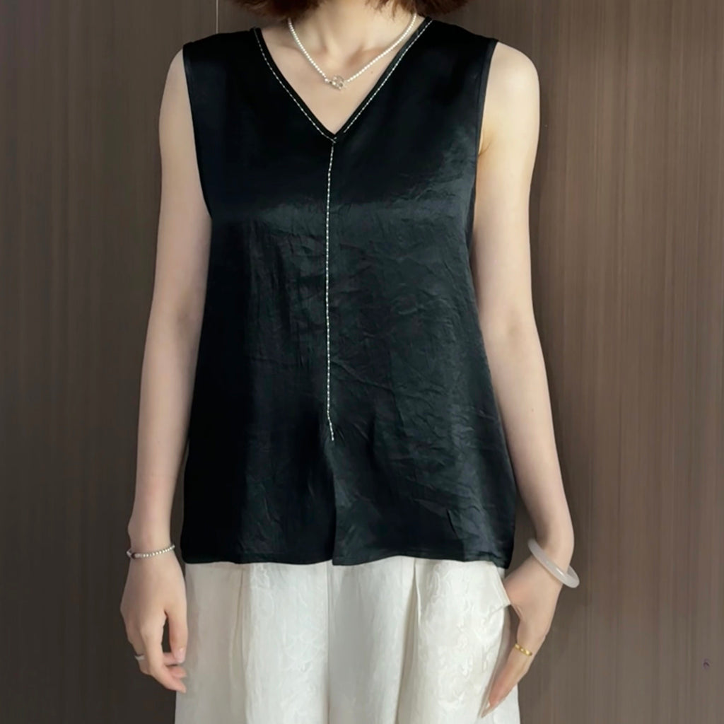 New Chinese Style V-neck Sleeveless Tank Top