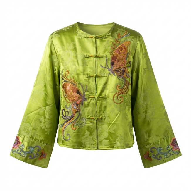 Women's Top Heavy Embroidery Satin Jacquard Top New Chinese-Style Shirt