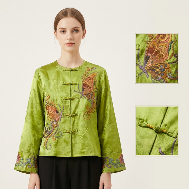 Women's Top Heavy Embroidery Satin Jacquard Top New Chinese-Style Shirt