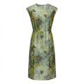 New Chinese-Style Ink Butterfly Print Waist-Tie Midi Dress