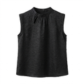 New Chinese-style Black Crinkled Texture Sleeveless Top