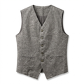 Women's Top High-End Linen Vest V-Neck Waistcoat Summer Thin Style