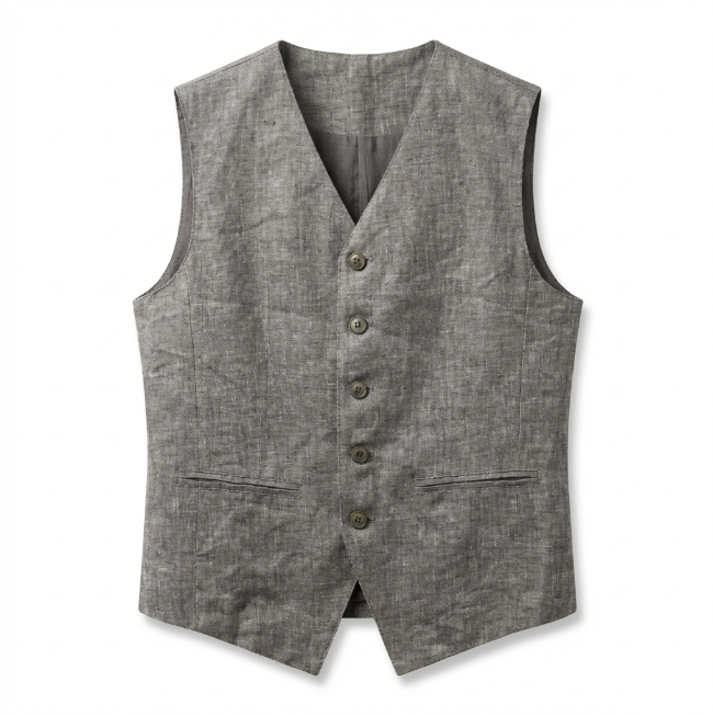 Women's Top High-End Linen Vest V-Neck Waistcoat Summer Thin Style