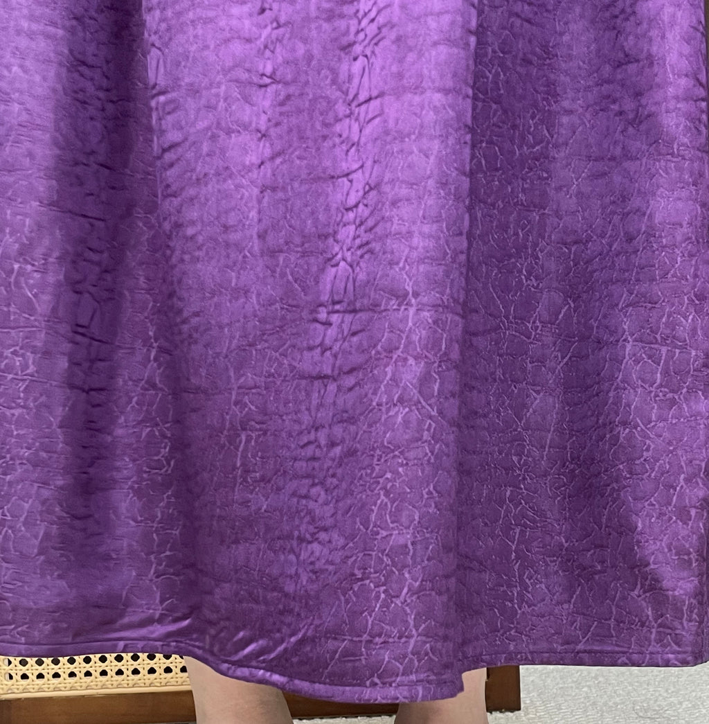 New Chinese-style Purple Jacquard Skirt Elastic Waist Flowy Midi Skirt