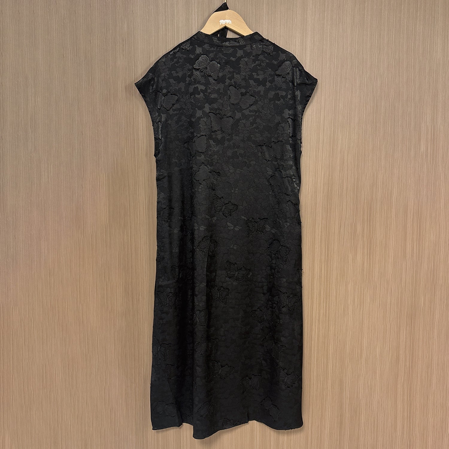 New Chinese-style Black Butterfly Jacquard Dress Loose Straight Midi Dress