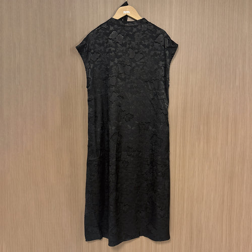 New Chinese-style Black Butterfly Jacquard Dress Loose Straight Midi Dress
