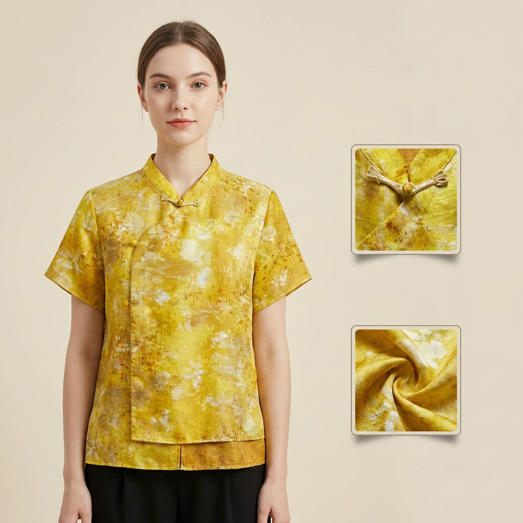 Women's Top Tencel Short Sleeve Summer Breathable Blouse Elegant